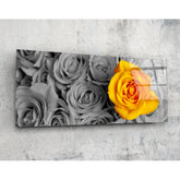 Yellow Rose Glass Wall Art (36"x14").